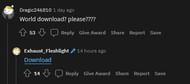 The OP providing the download link (Image via Reddit)